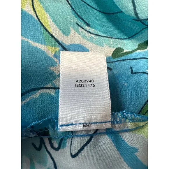 Susan Graver Floral Chiffon Long-Sleeve Ruffle Details Tie Neck Blouse Size XL - Picture 10 of 11